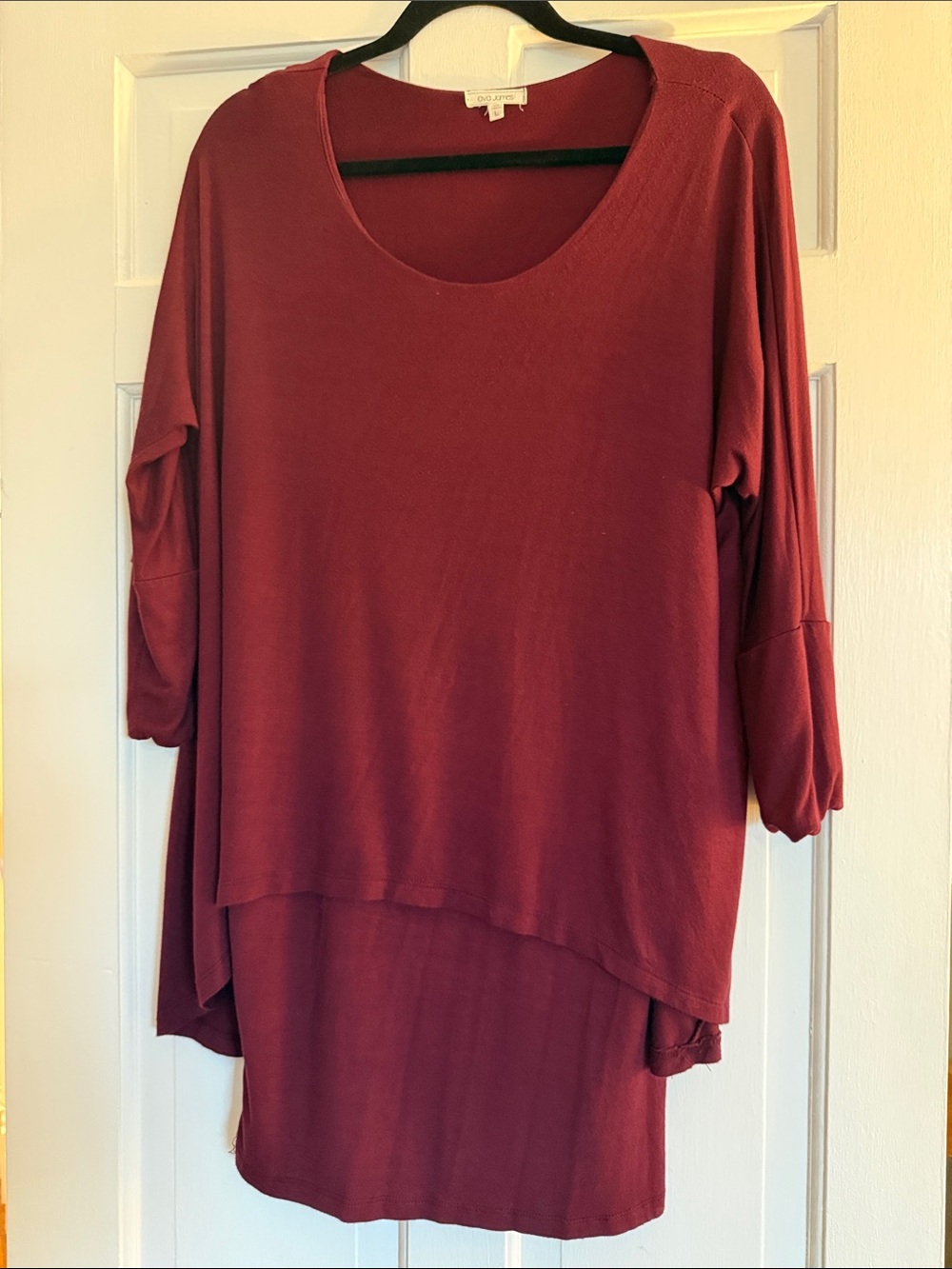 Ava James Women's Scoop Neck Layered Tunic/Dress in Burgundy